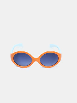 DukieKooky - Kids Blue Lens Orange Oval Sunglasses with UV Protected Lens (S)