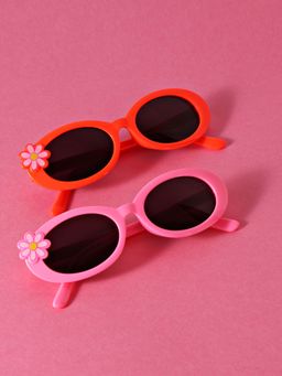 DukieKooky - Kids Pack of 2 Black Lens Orange Oval Sunglasses - DKSG359A (M)