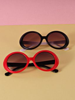 DukieKooky - Kids Pack of 2 Purple Lens Red Oval Sunglasses - DKSG359D (M)