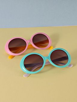 DukieKooky - Kids Pack of 2 Purple Lens Pink Oval Sunglasses - DKSG359E (M)