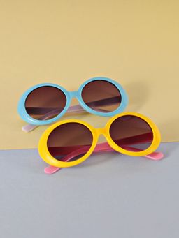 DukieKooky - Kids Pack of 2 Purple Lens Blue Oval Sunglasses- DKSG359F (M)