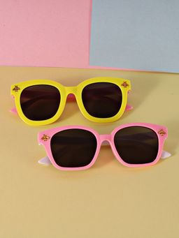 DukieKooky - Kids Pack of 2 Black Lens Yellow Square Sunglasses - DKSG359G (M)