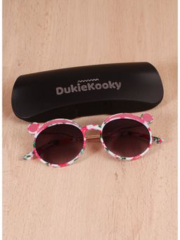 DukieKooky - Kids Grey Lens White Round Sunglasses with UV Protected Lens DKSG361A (M)