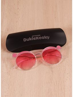 DukieKooky - Kids Pink Lens White Round Sunglasses with UV Protected Lens DKSG361F (M)