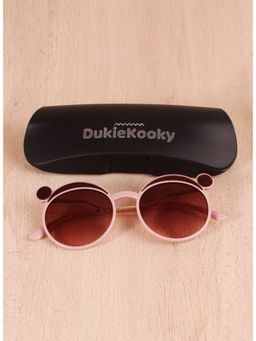 DukieKooky - Kids Brown Lens Pink Round Sunglasses with UV Protected Lens DKSG361G (M)