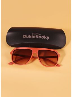 DukieKooky - Unisex Kids Brown Lens Orange Square Sunglasses with UV Protected Lens (M)