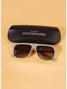 DukieKooky - Unisex Kids Blue Lens Blue Square Sunglasses with UV Protected Lens (M)