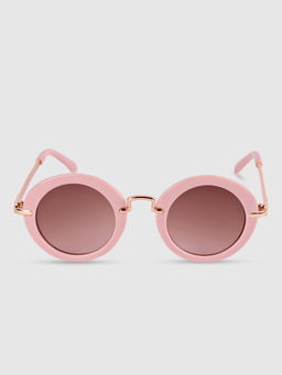 DukieKooky - Unisex Kids Grey Lens Pink Round Sunglasses with UV Protected Lens (M)