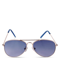 DukieKooky - Silver Frame Blue Lens Aviator Sunglasses (M)
