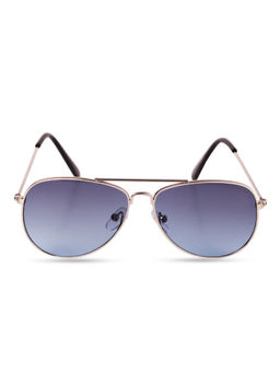 DukieKooky - Silver Frame Blue Lens Aviator Sunglasses (M)