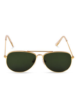 DukieKooky - Golden Frame Green Lens Aviator Sunglasses (M)