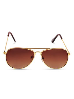 DukieKooky - Golden Frame Brown Lens Aviator Sunglasses (M)