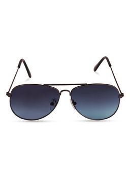 DukieKooky - Black Frame Blue Lens Aviator Sunglasses (M)