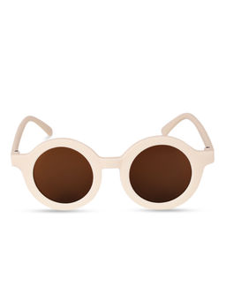 DukieKooky - Cream Frame Brown Lens Round Sunglasses (M)