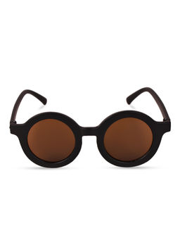 DukieKooky - Black Frame Brown Lens Round Sunglasses (M)
