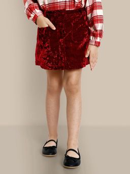 The Tribe Kids - Girls Stylish Red Velvet Girls Skirt