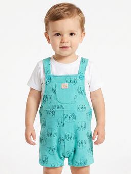 MINI KLUB - Baby Boys Dungaree and T-shirt - Turquoise