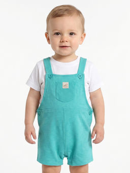 MINI KLUB - Baby Boys Dungaree and T-shirt - Turquoise
