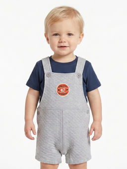 MINI KLUB - Baby Boys Dungaree and T-shirt - Grey