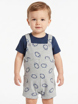 MINI KLUB - Baby Boys Dungaree and T-shirt - Grey