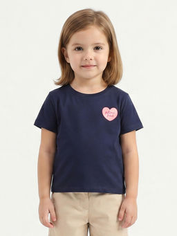 MINI KLUB - Kids Girls Knit T-shirt - Navy Blue