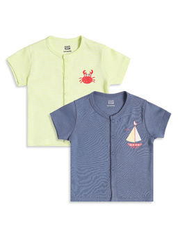 MINI KLUB - New Born And Baby Boys Front Open Jhablas - Multi-Color (Pack of 2)