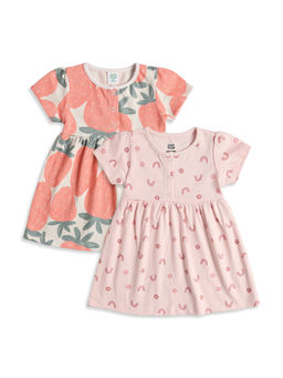 MINI KLUB - New Born And Baby Girls Dress - Multi-Color (Pack of 2)