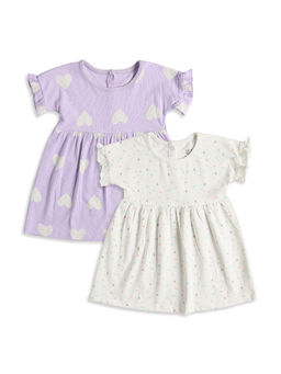MINI KLUB - New Born And Baby Girls Dress - Multi-Color (Pack of 2)