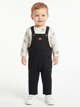 MINI KLUB - Baby Boys Dungaree and T-shirt - Black