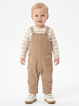 MINI KLUB - Baby Boys Dungaree and T-shirt - Brown