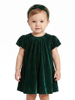 MINI KLUB - Baby Girls Dress and Hairband - Green