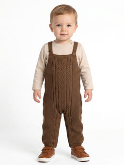 MINI KLUB - Baby Boys Dungaree and T-shirt - Brown