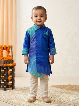 Kinder Kids - Bandhani Printed Kurta and Pyjama- Blue