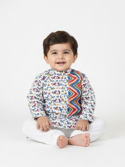 Kinder Kids - Horse Printed Kurta and Dhoti - Blue