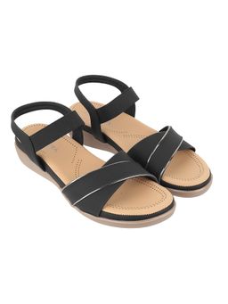 LAZERA SHOES - Womens Flat Slip On Comfort Sandals Black