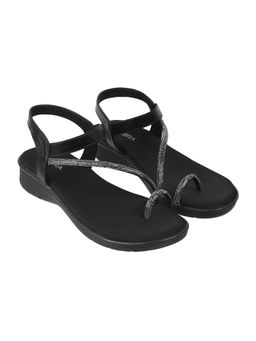 LAZERA SHOES - Womens Sparkle Flat Party Ready Sandal Black