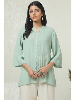 Soch - Womens Green Rayon Crepe Thread Work Tunic