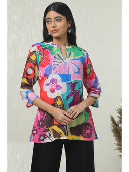 Soch - Womens Multi-Color Crepe Floral Print Tunic