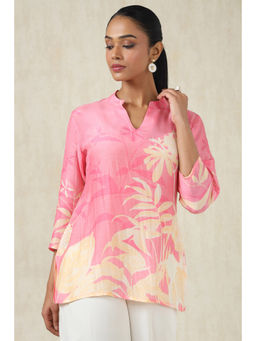 Soch - Womens Pink Muslin Botanical Floral Print Tunic