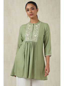 Soch - Womens Green Viscose Thread Work Tunic