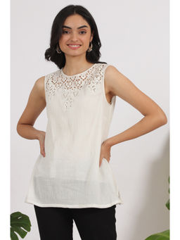 W - Cotton Self Design Crinkle Top
