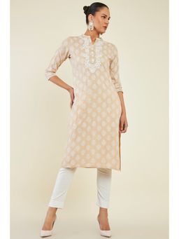 Soch - Womens Beige Rayon Floral Kurta