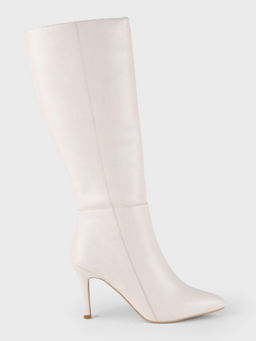 IYKYK by Nykaa Fashion - Beige Pointed Toe Below Knee Kitten Heeled Boots