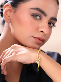 Yellow Chimes - Gold Crystal Bangle Bracelet for Women