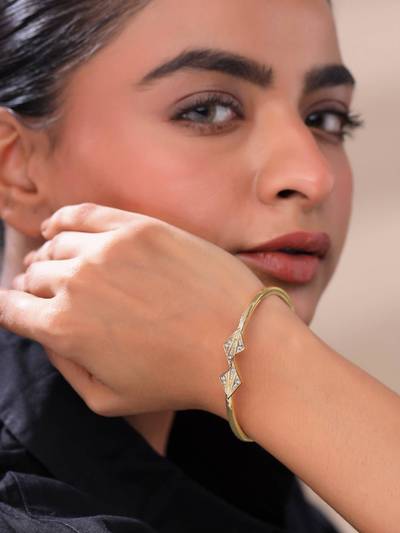 Gold Crystal Bangle Bracelet for Women