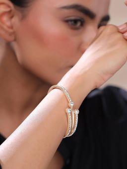 Yellow Chimes - Gold Crystal Bangle Bracelet for Women