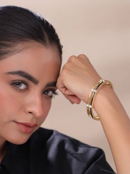 Yellow Chimes - Golden Crystal Bangle Bracelet for Women