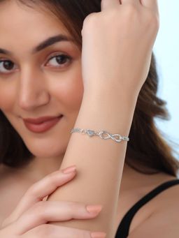 Yellow Chimes - Silver Valentines Special Infinity Love Chain Bracelet for Women