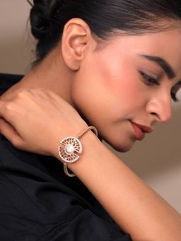 Yellow Chimes - Rose Gold Crystal Bangle Bracelet for Women