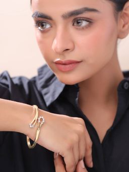 Yellow Chimes - Golden Crystal Bangle Bracelet for Women